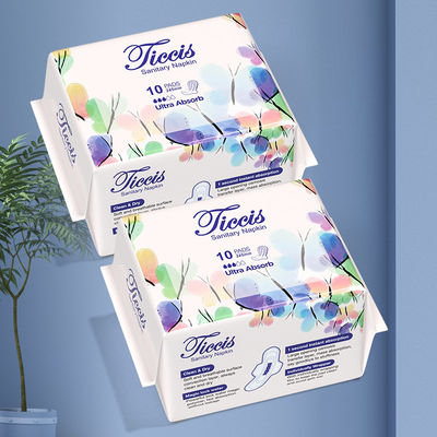 Bom preço Gráfico Marca privada superfície de algodão uso personalizado uso noturno impressão azul mulheres feminino sanitários confortáveis on-line