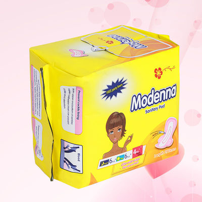 Bom preço Super espesso 6+6+4 almofadas sanitárias para uso noturno longo China Fornecedor Marca Servilhão sanitário com alado on-line