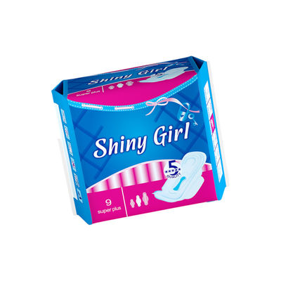 Bom preço Produtos de higiene feminina algodão pad higiénico regular alado faixa de impressão azul sanitário barato guardanapos toalhas para mulheres on-line